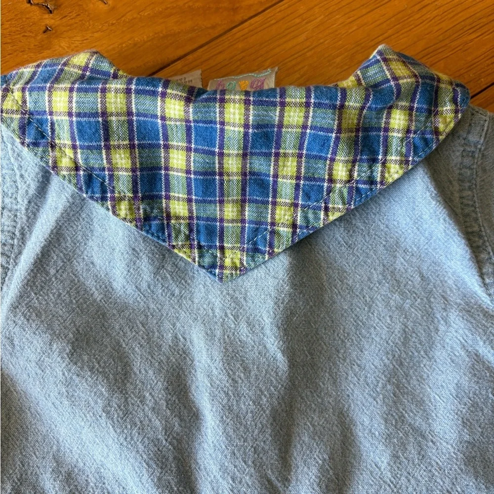 VTG Denim Collared Romper with Embroidered Bugs Size 3/6 Months